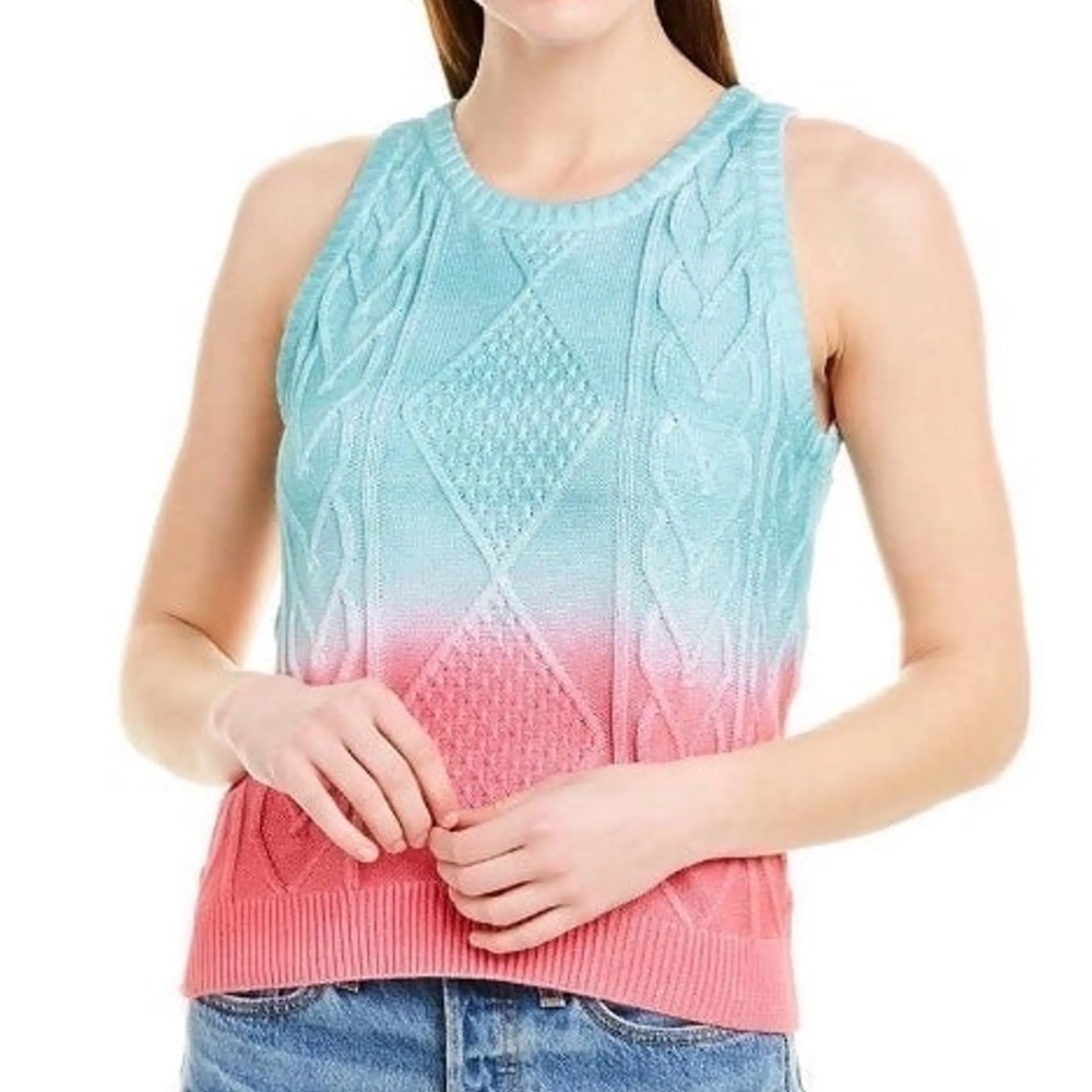 Colorful Cable Knit Sleeveless Sweater